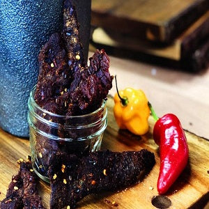INSANITY and INFERNO X Beef Jerky – With Jurassic jerky’s special Blend of Carolina Reaper, Ghost pepper and Habanero. low sodium Spicy beef jerky snack pack (2 packs –1 oz)