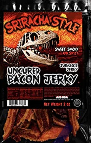 JURASSIC JERKY Sriracha Hot Sauce Uncured Bacon Jerky