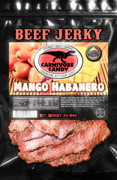 HEAT Variety 3 pk “Creeping Ghost” Carolina Reaper - Volcanic Jalapeño & Mango Habanero Beef Jerky Three -3oz Bags